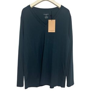 M.M. LAFLEUR Asher T-Shirt Womens Medium Deep Sea Pima Cotton Long Sleeve